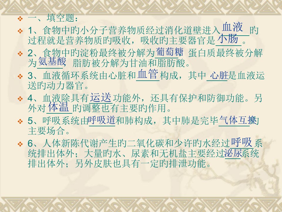 北师大版七年级生物下册期末复习公开课获奖课件百校联赛一等奖课件