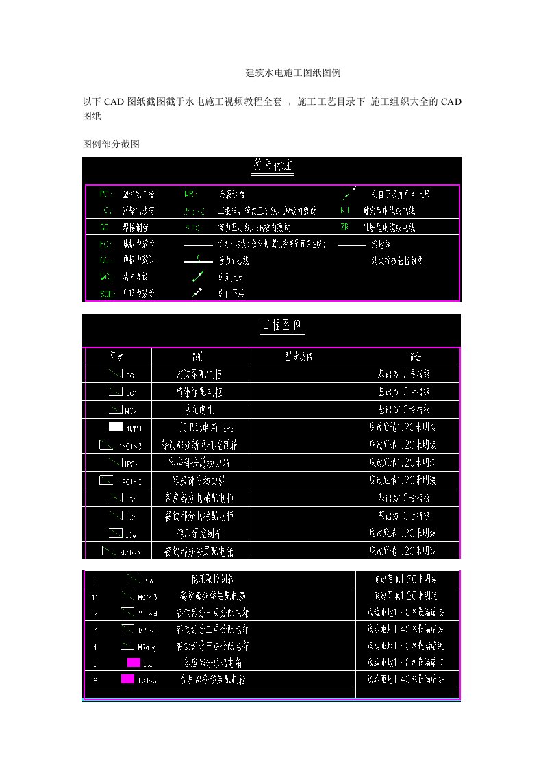 建筑水电施工图纸图例