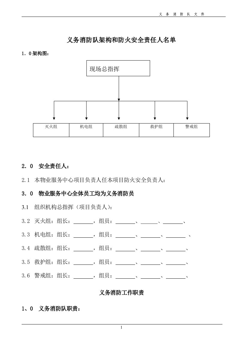 义务消防队.架构.职责