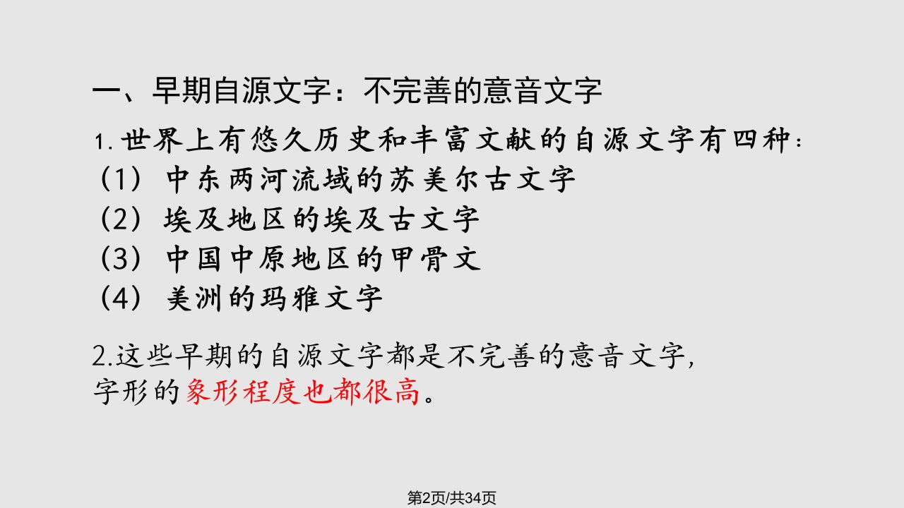 文字的起源与发展自源文字他源文字古埃及甲骨文