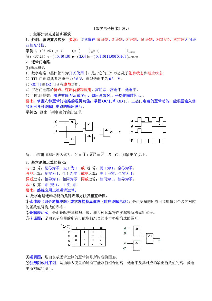 《数字电子技术》经典复习资料