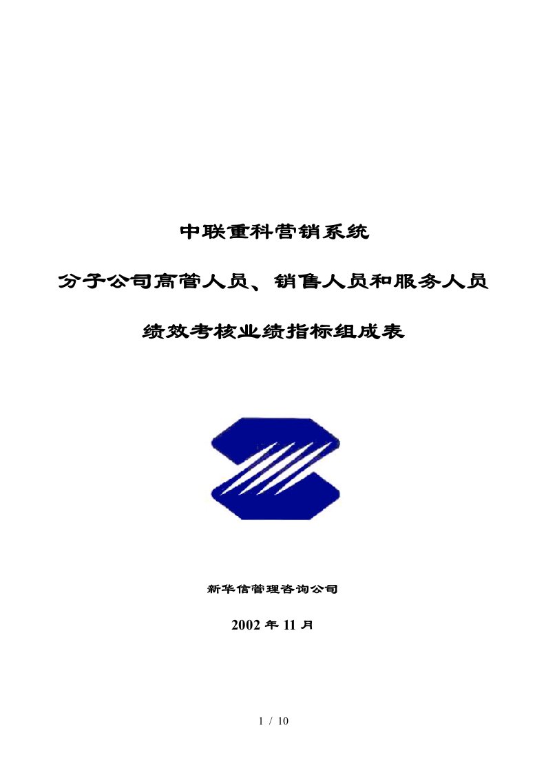 分子公司岗位业绩考核指标组成表