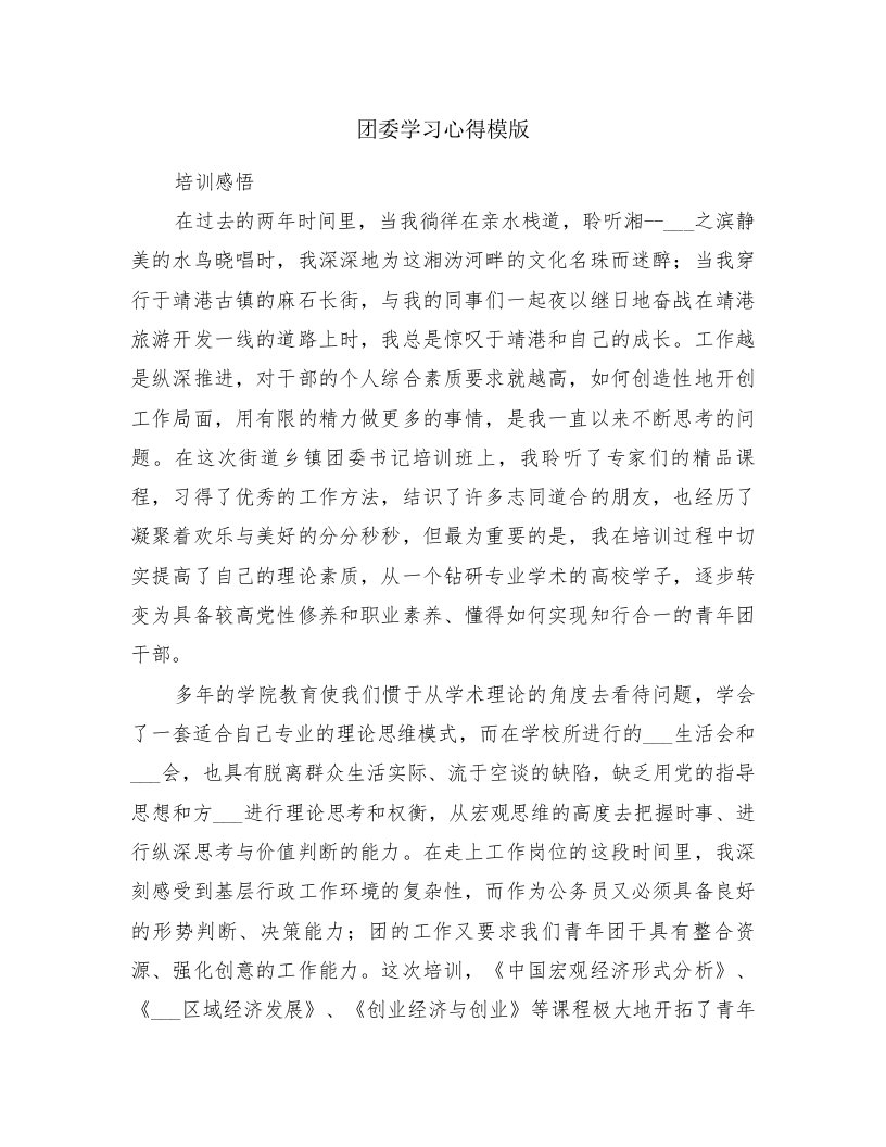 团委学习心得模版