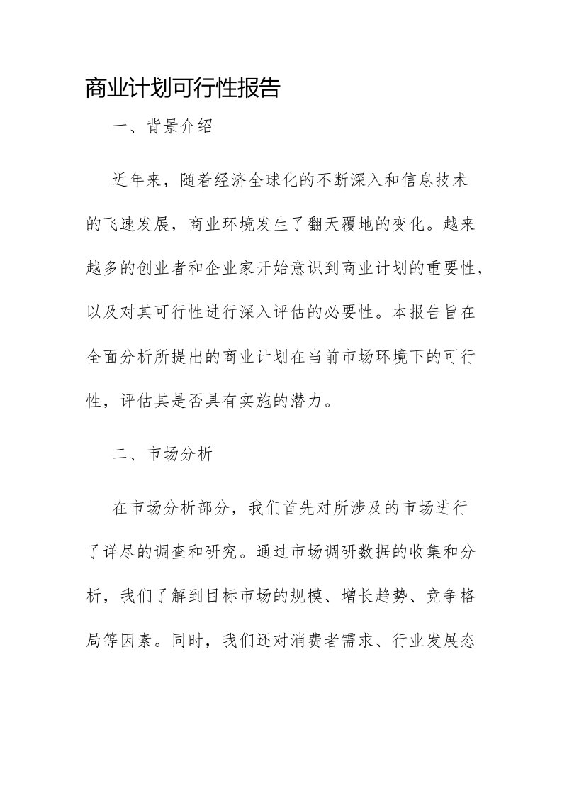 商业计划可行性报告