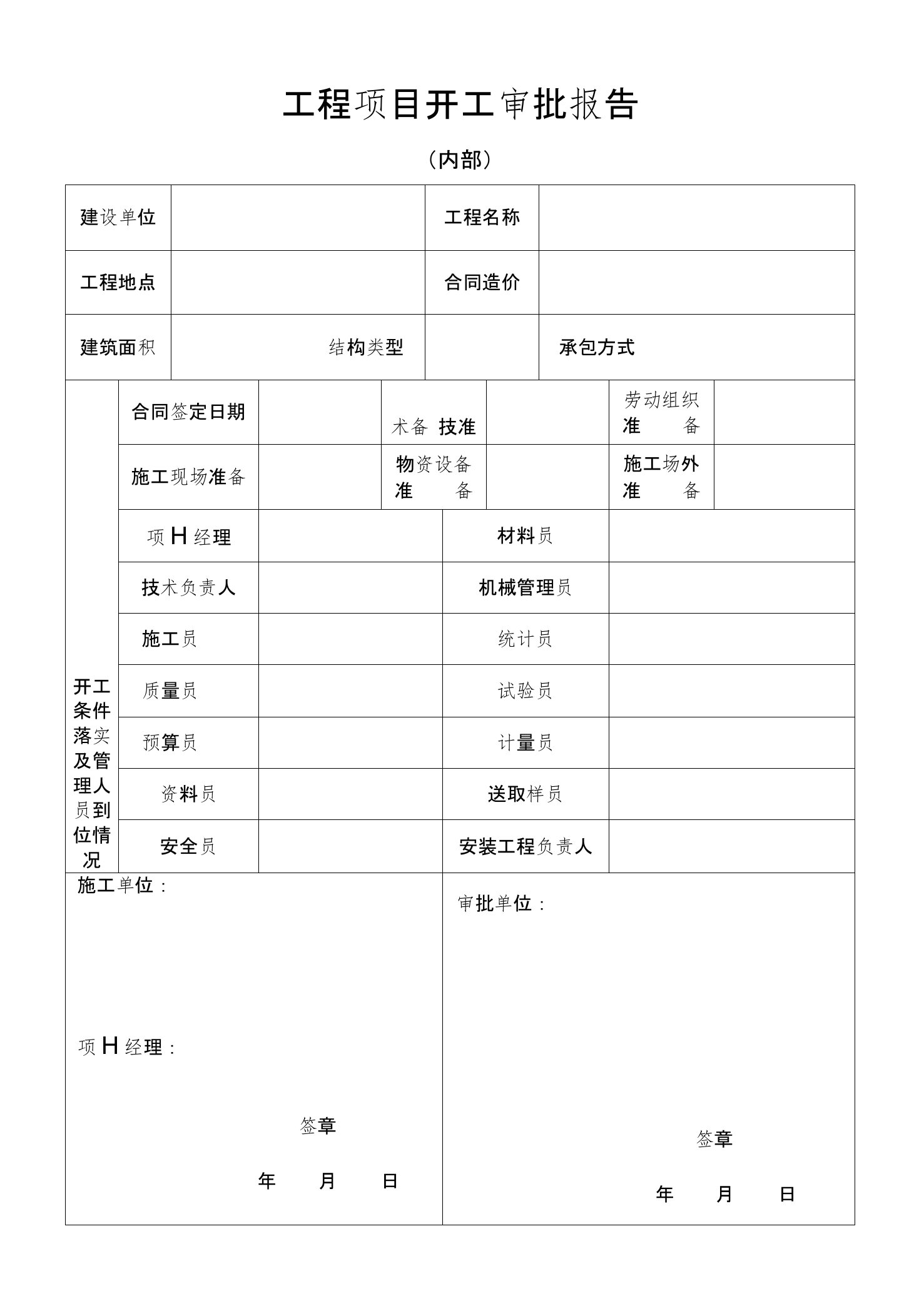 工程项目开工审批报告