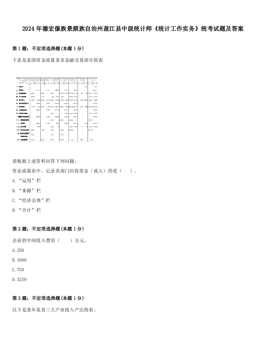 2024年德宏傣族景颇族自治州盈江县中级统计师《统计工作实务》统考试题及答案