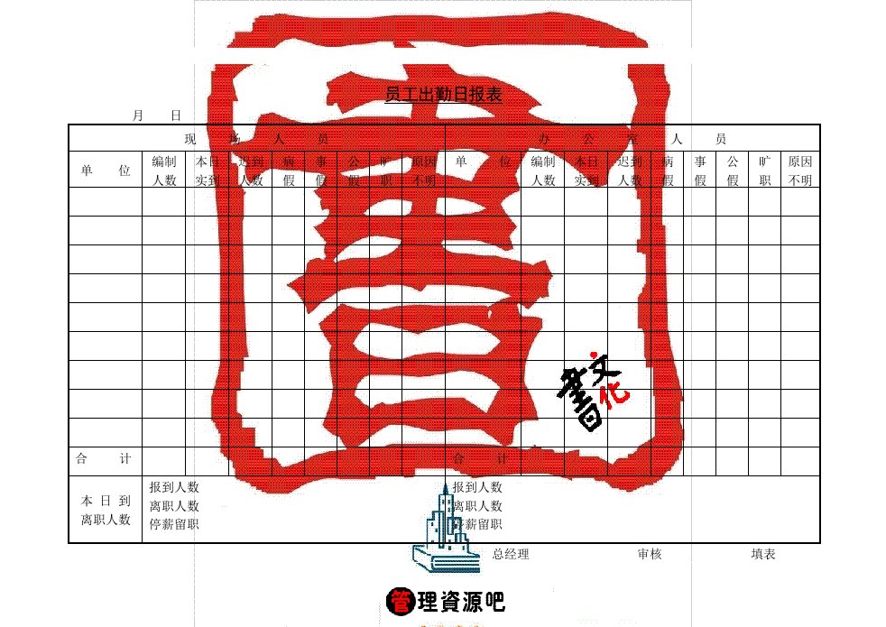 【管理精品】C100507-员工出勤日报表