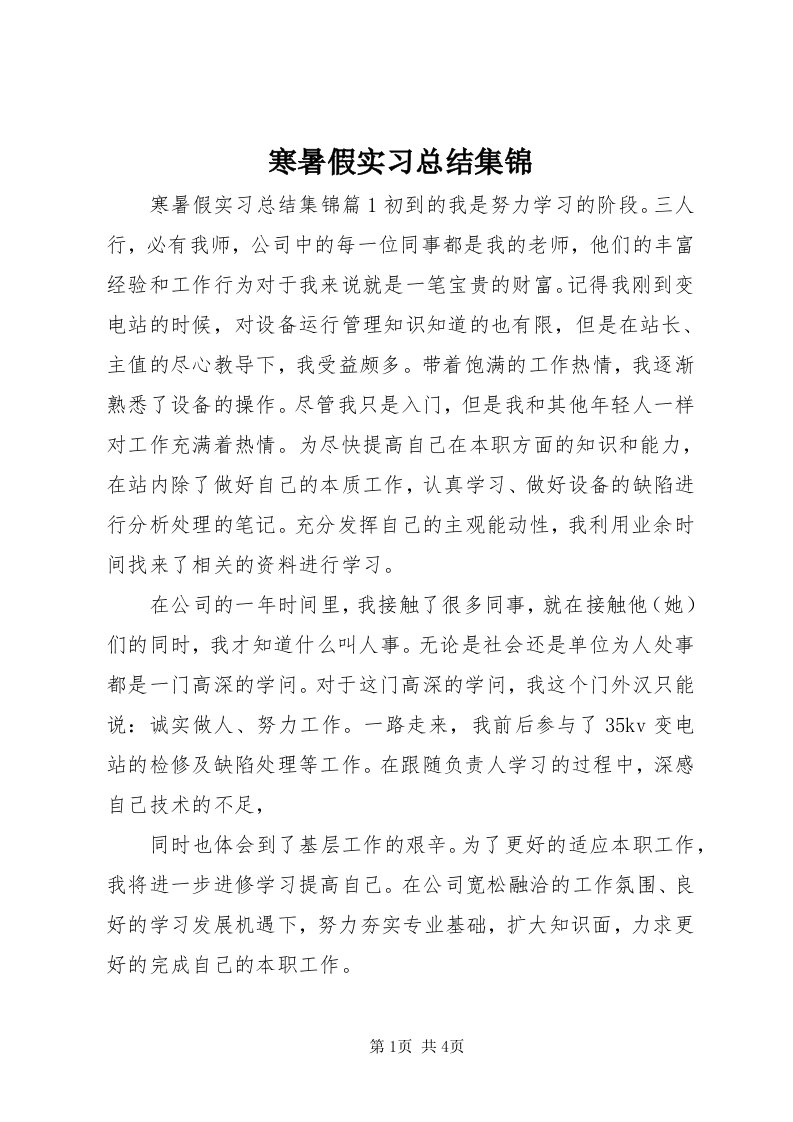 3寒暑假实习总结集锦