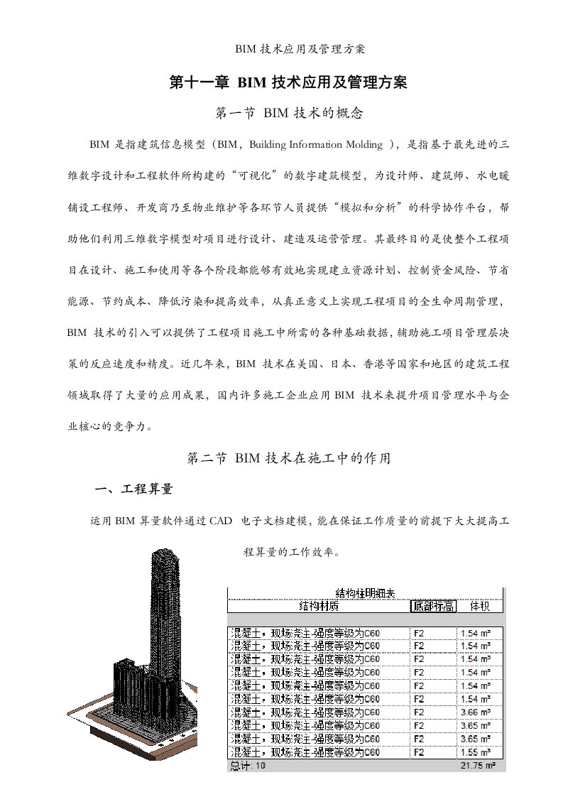 BIM技术应用及管理方案