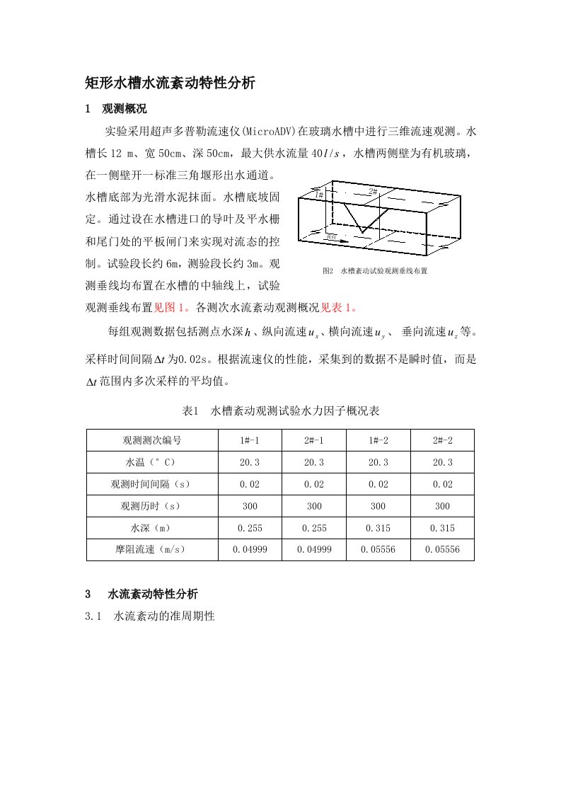 试验水槽水流紊动特性分析