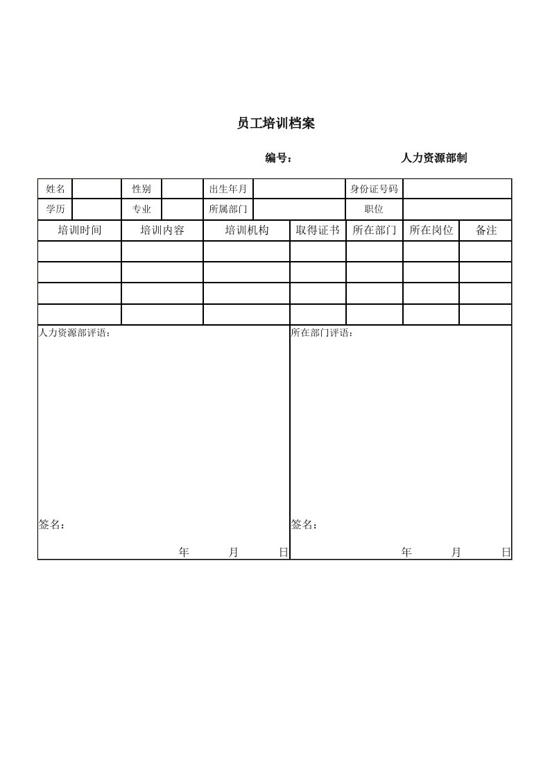 企业培训-员工培训档案1