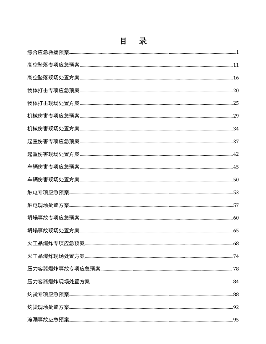 应急预案及现场处置方案（DOC205页）