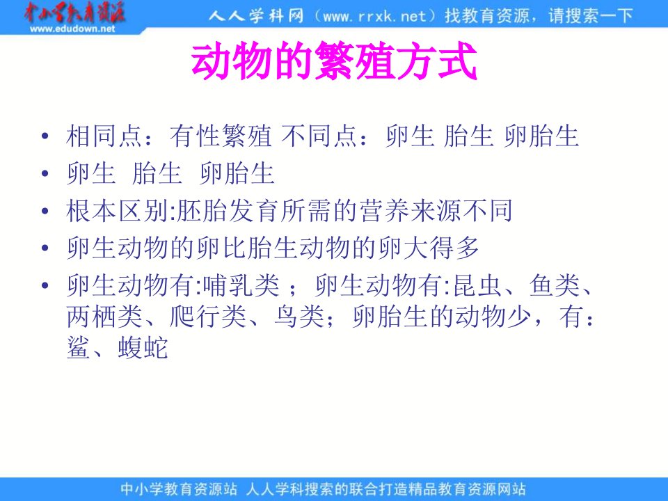 鄂教版科学八下《动物的繁殖方式》ppt相关课件