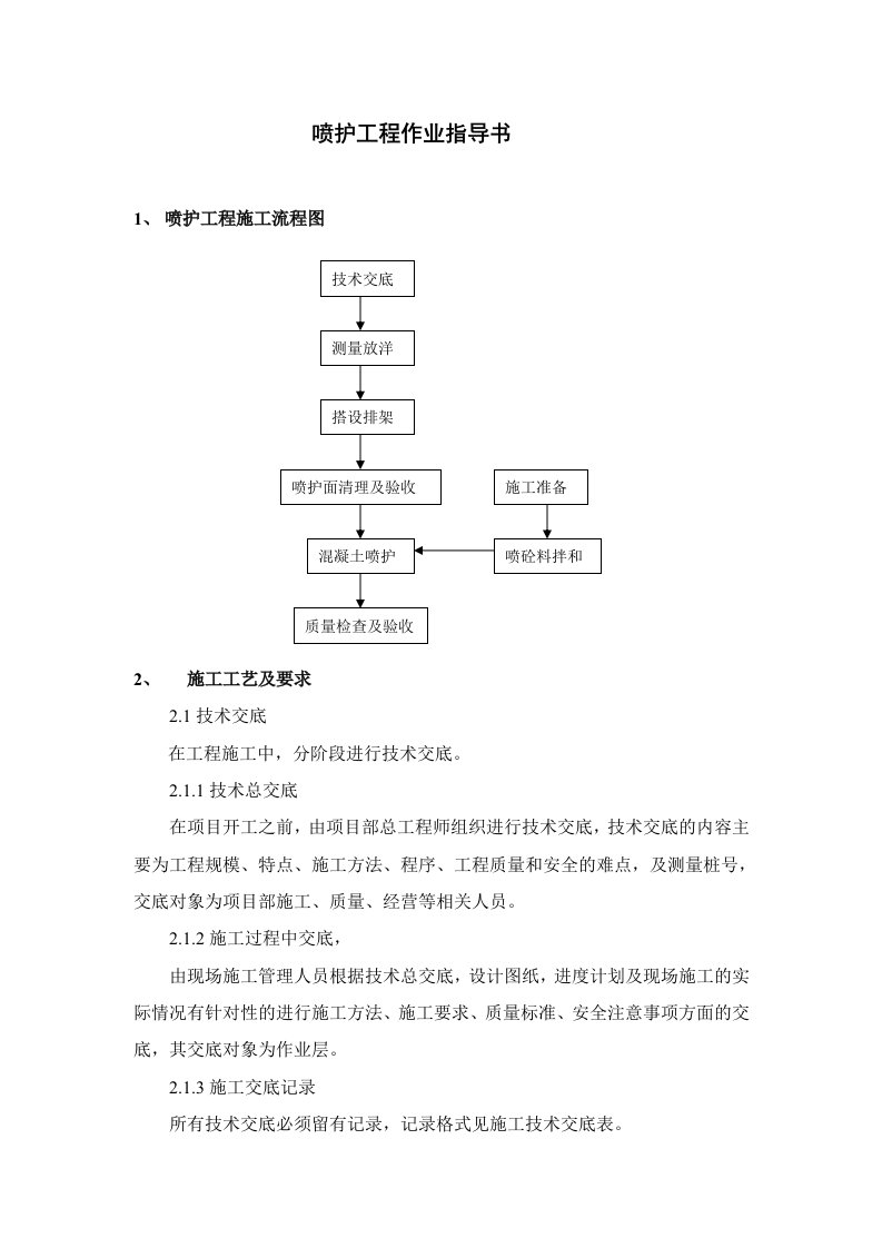 喷护工程作业指导书