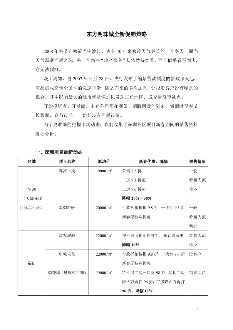 精选东方明珠城全新促销策略管理知识分析