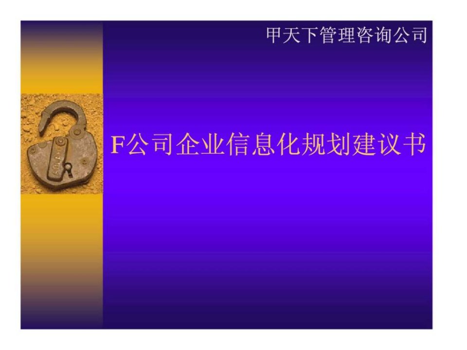 F公司企业信息化规划建议书