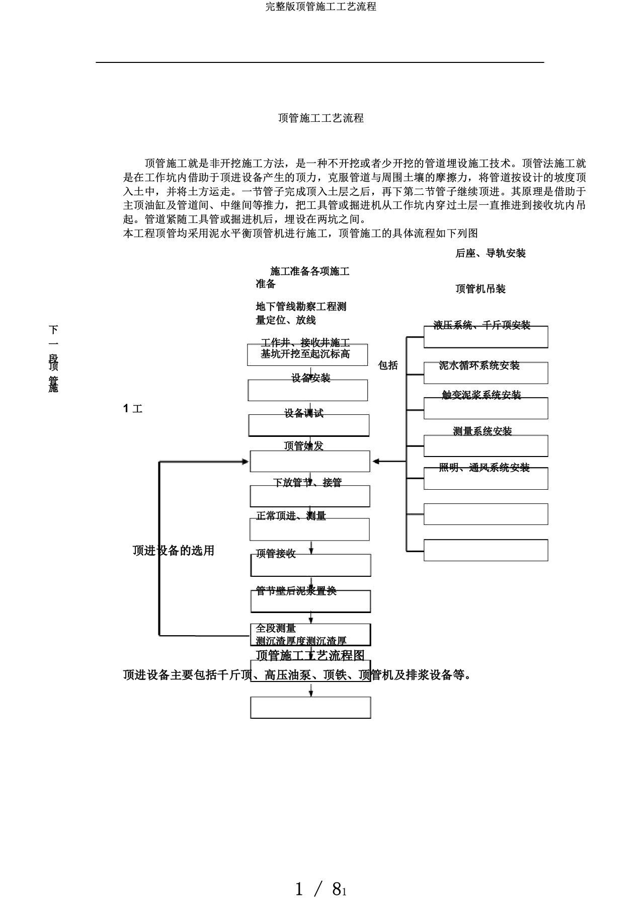 完整版顶管施工工艺流程