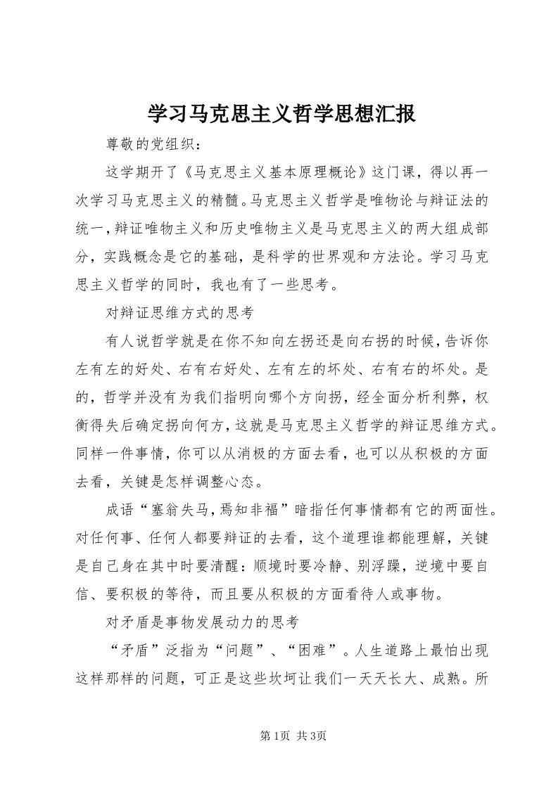 7学习马克思主义哲学思想汇报