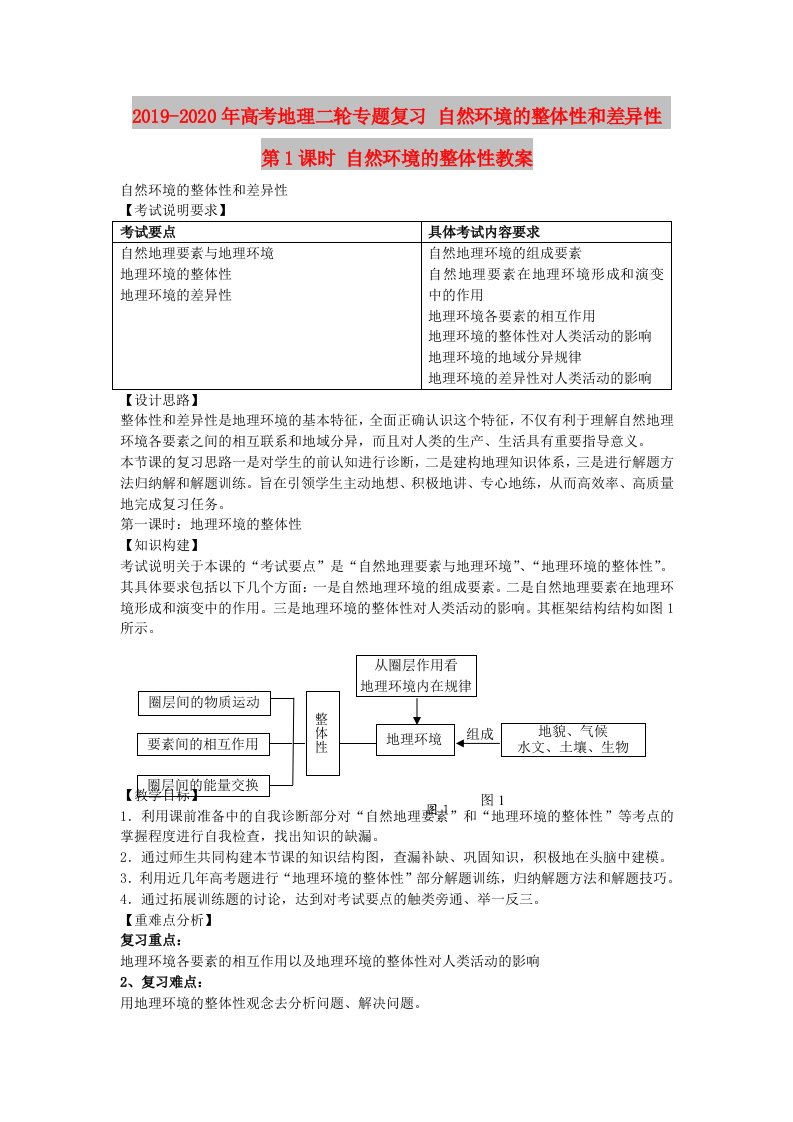 2019-2020年高考地理二轮专题复习