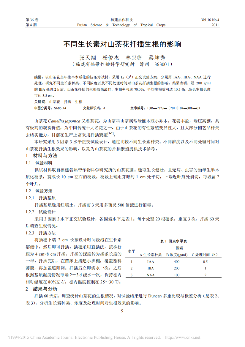 不同生长素对山茶花扦插生根的影响_张天翔