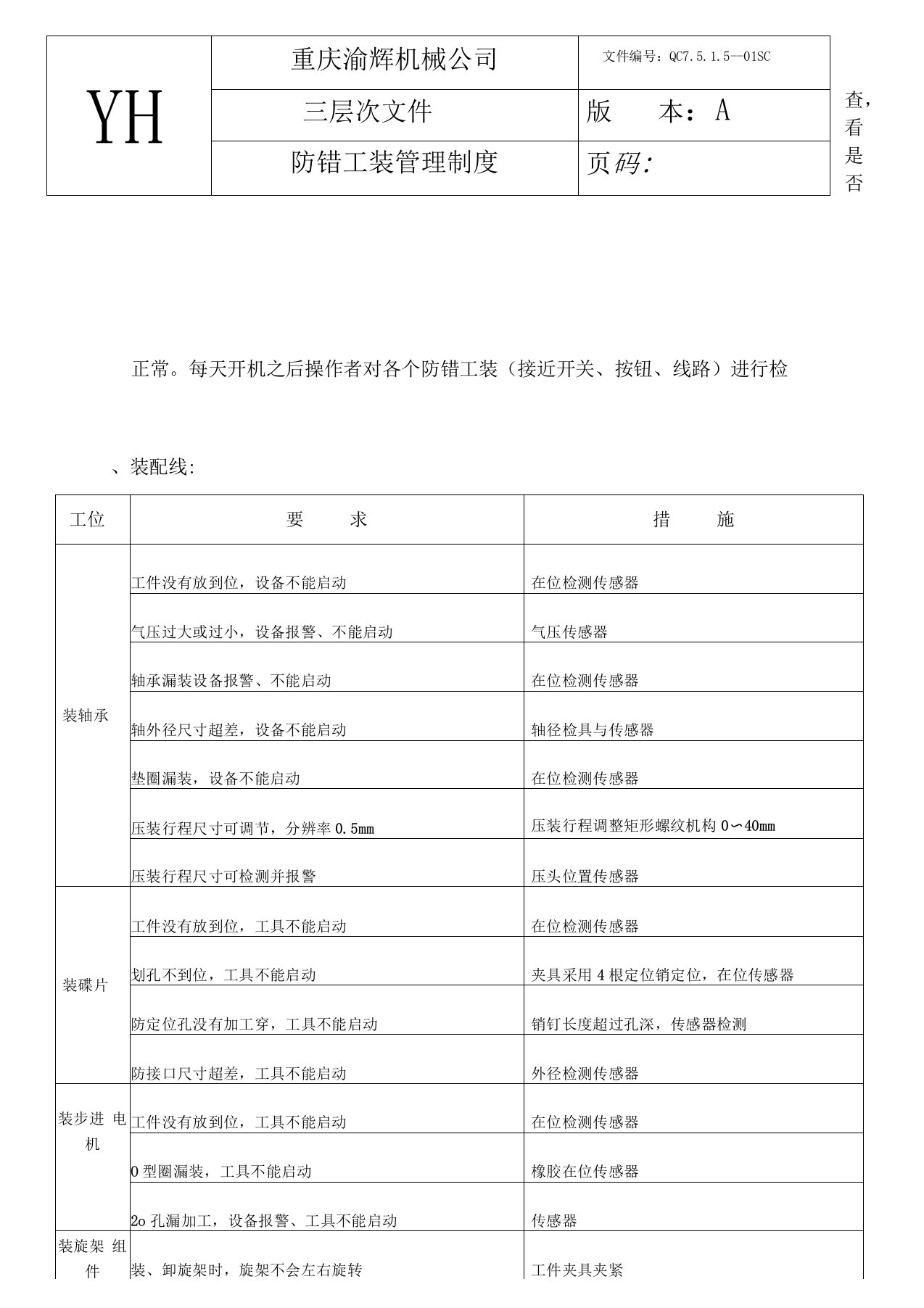 防错工装管理制度