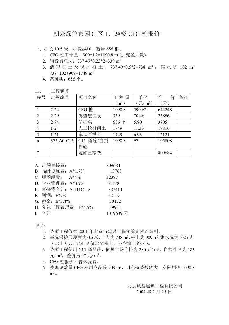 CFG桩报价