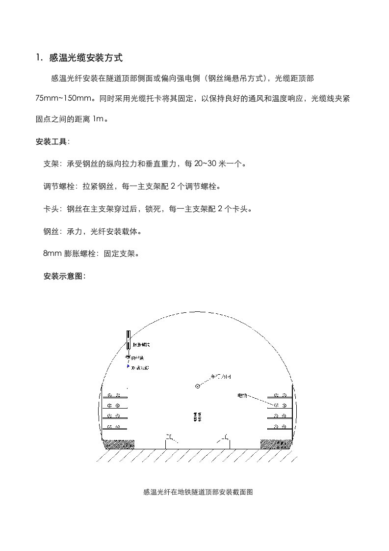 地铁隧道感温光缆安装方式