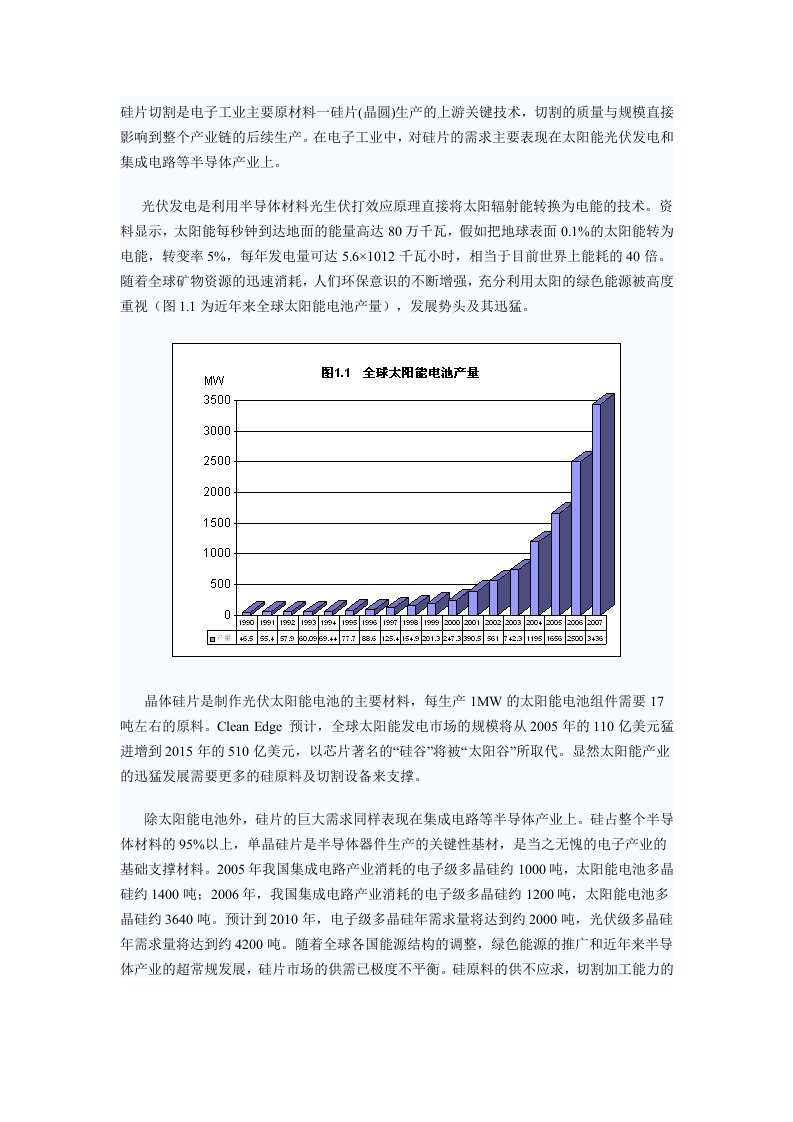 硅片切割技术的方程式说明