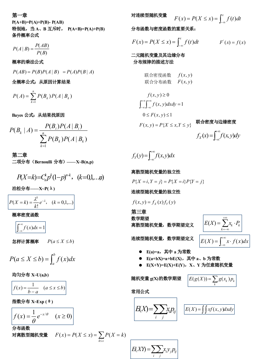 概率论与数理统计公式集合总结