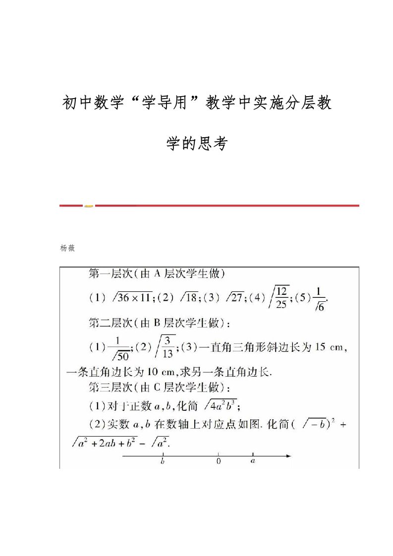 初中数学学导用教学中实施分层教学的思考