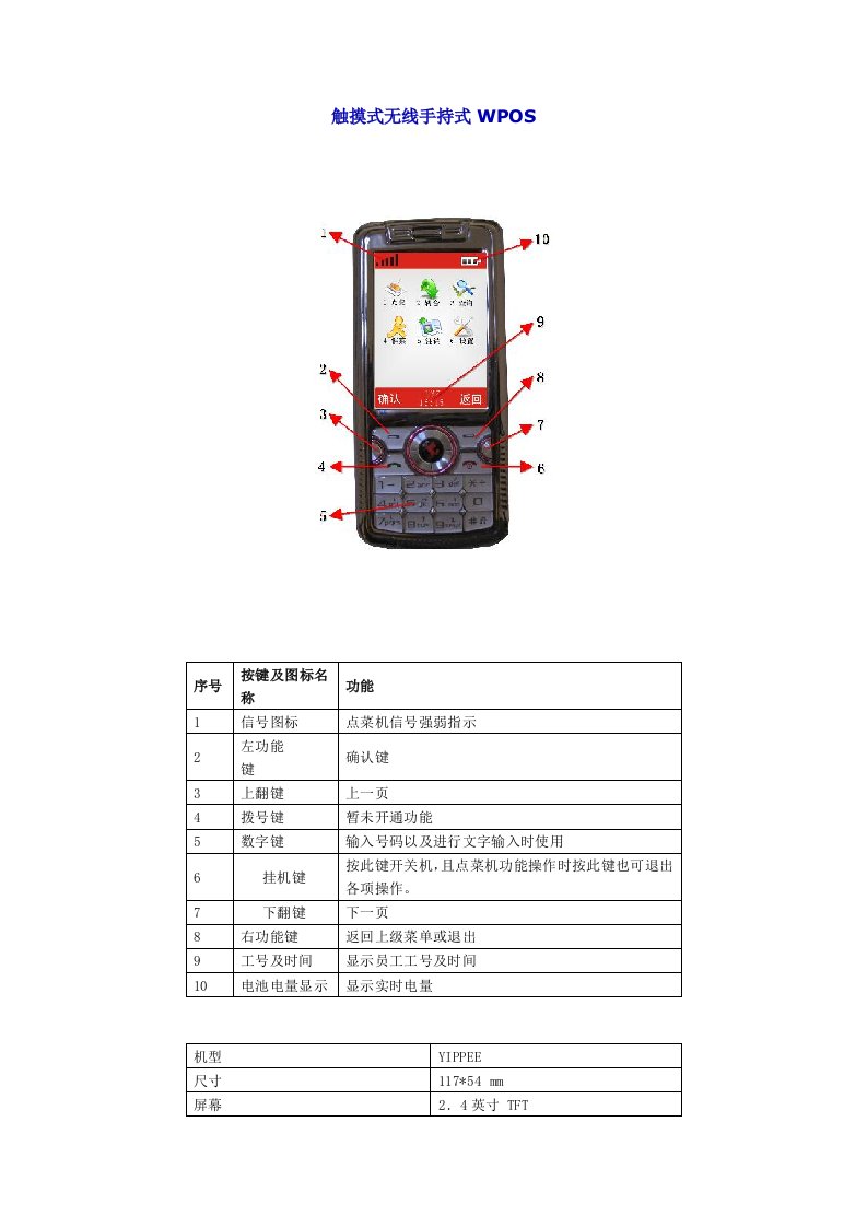 触摸式无线手持式WPOS