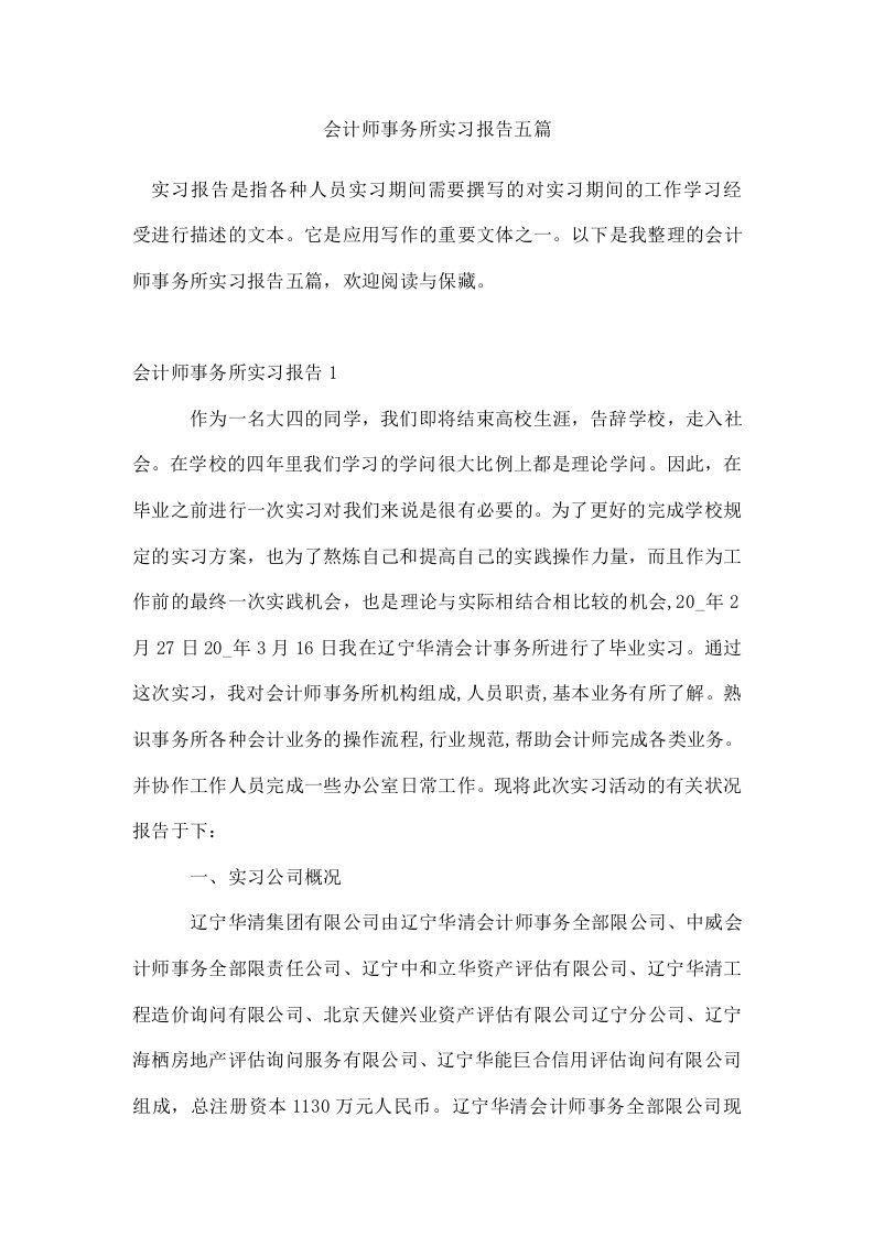 会计师事务所实习报告五篇