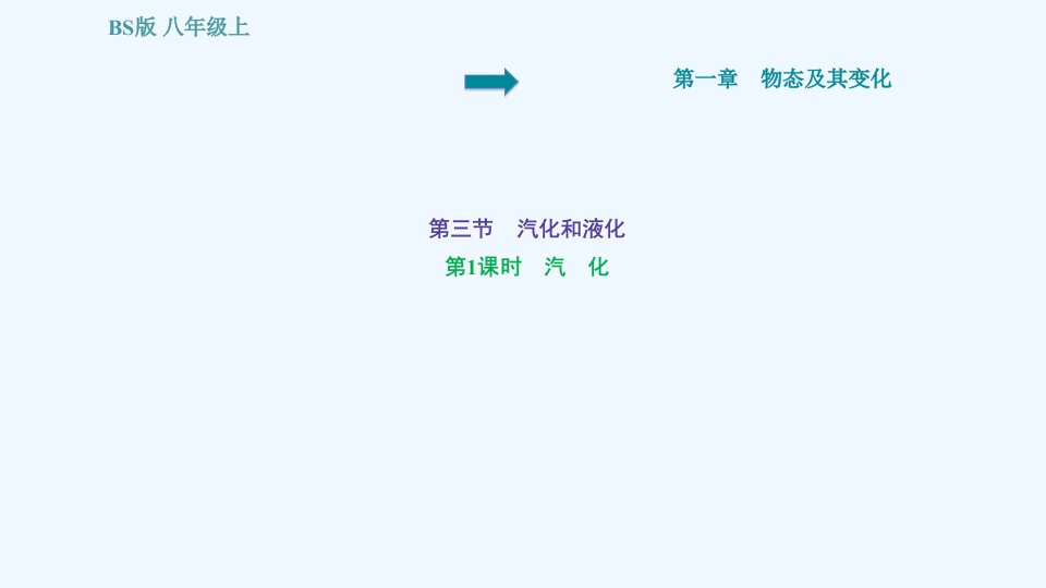 八年级物理上册第1章物态及其变化1.3汽化和液化第1课时汽化习题课件新版北师大版