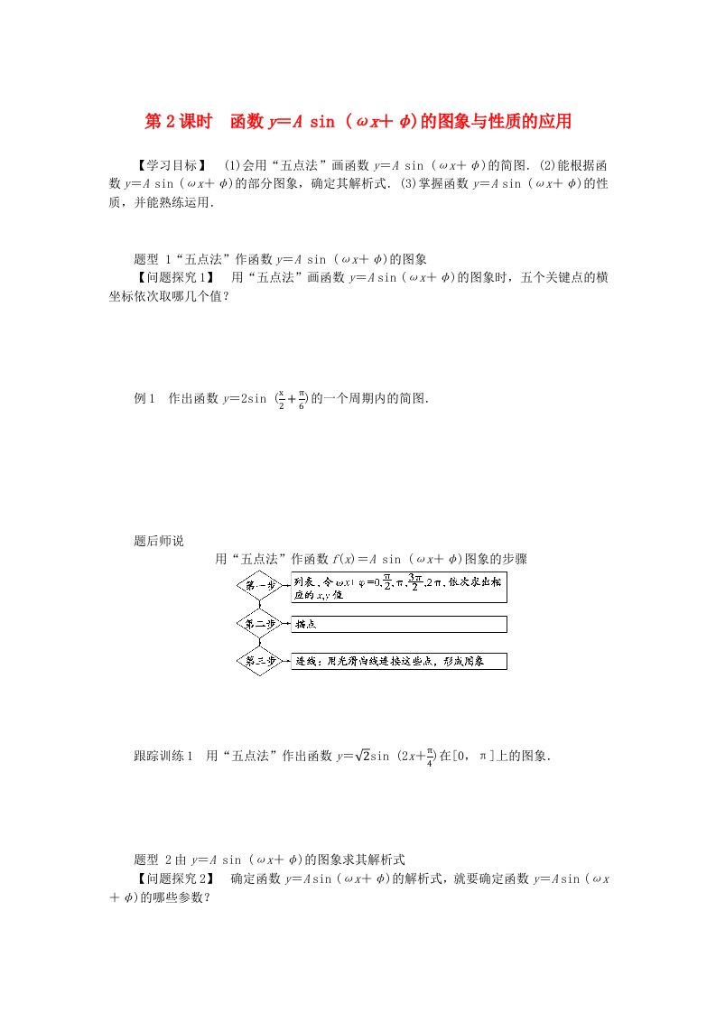 2024版新教材高中数学第五章三角函数5.6函数y＝Asinωx