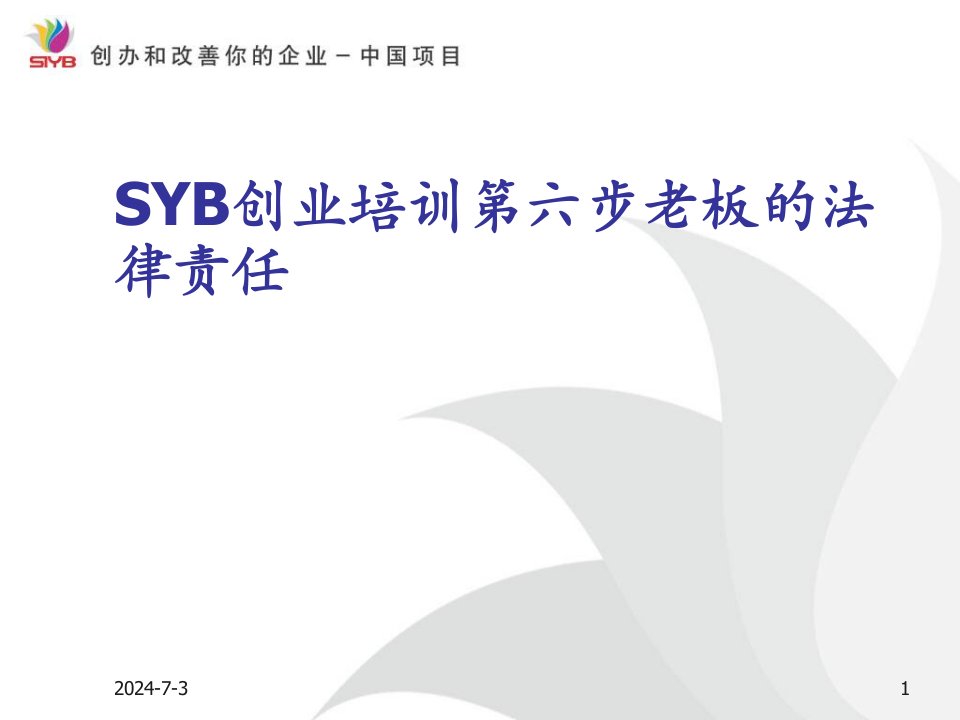 SYB创业培训第六步老板的法律责任PPT课件