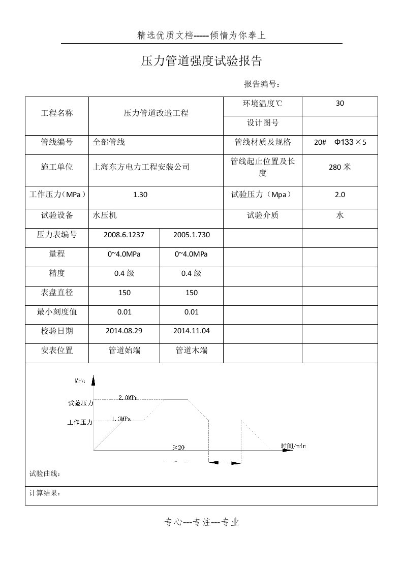 压力管道强度试验报告(共5页)