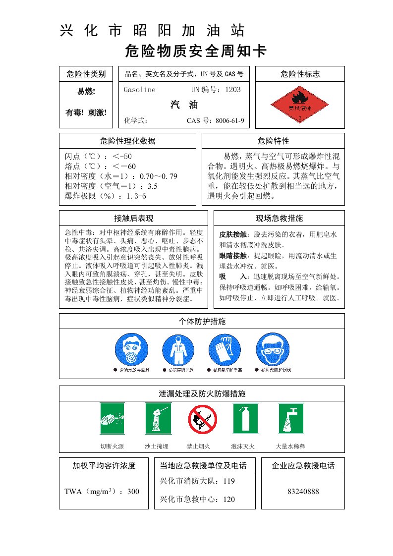 汽油周知卡