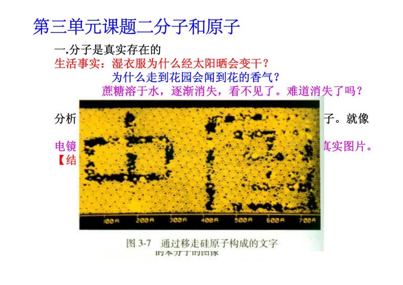 初中九年级人教版化学31《分子和原子》课件(人教版）