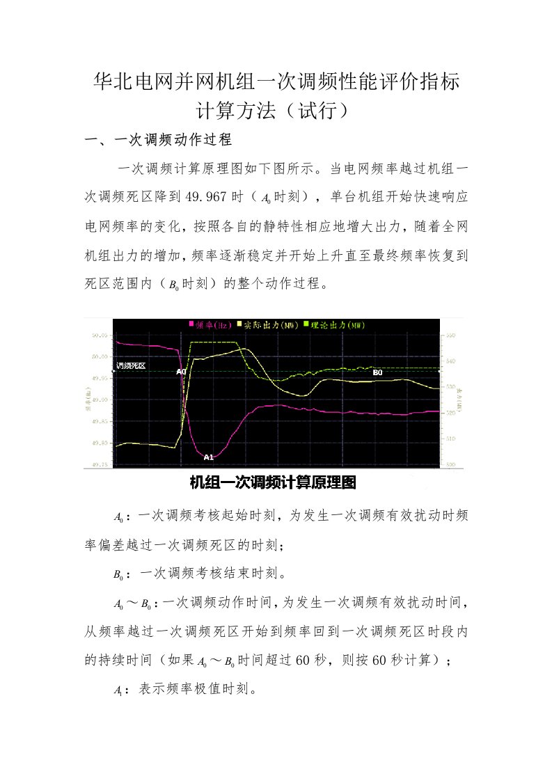 华北区域一次调频考核细则