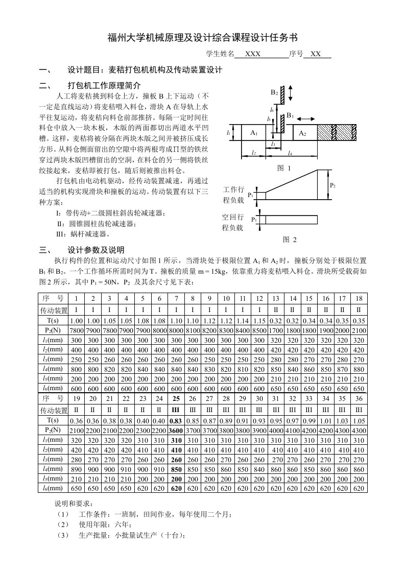 机械行业-麦秸打包机课程设计机械原理2