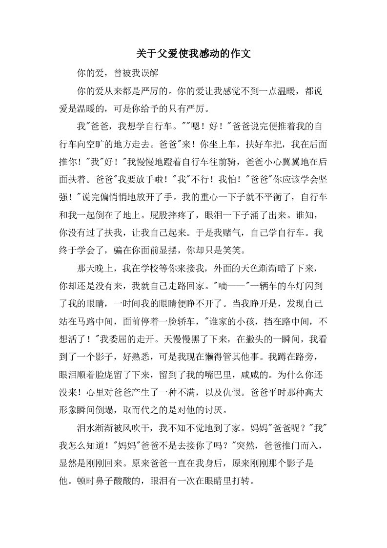 关于父爱使我感动的作文