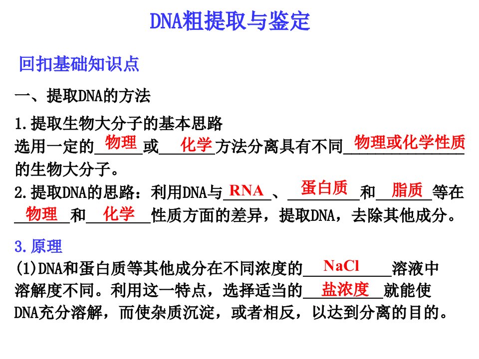 DNA粗提取与鉴定实验