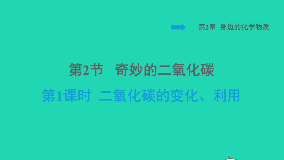 2021秋九年级化学上册第2章身边的化学物质第2节奇妙的二氧化碳第1课时二氧化碳的变化利用背记手册习题课件沪教版