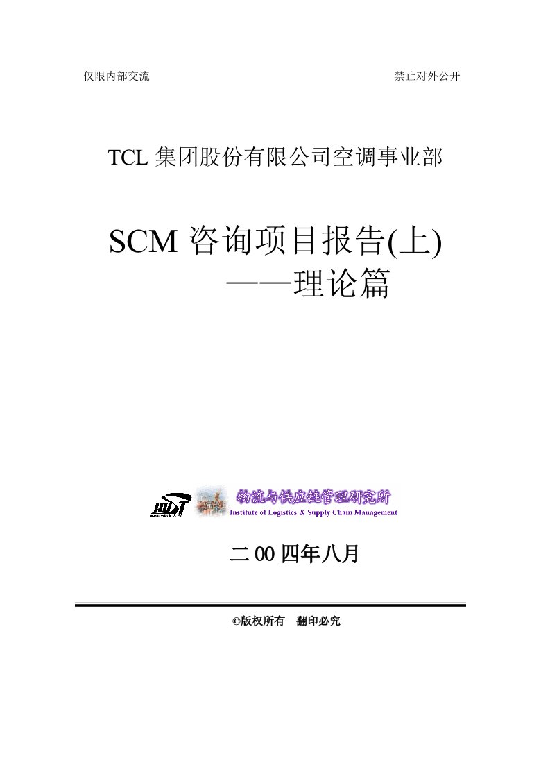 SCM计划咨询报告上篇