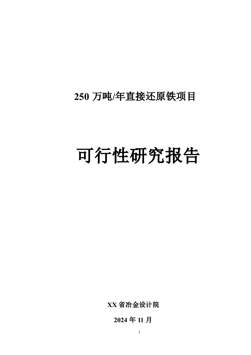 年产250万吨直接还原铁项目建设可行性研究报告