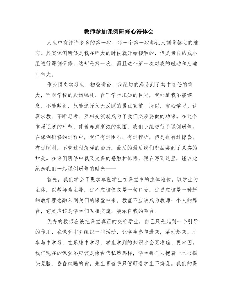 教师参加课例研修心得体会