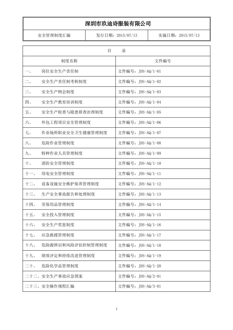 小微企业安全标准化制度