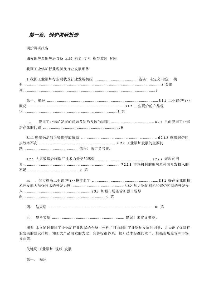 锅炉调研报告[修改版]