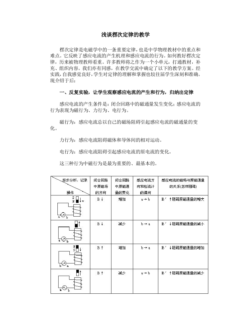 浅谈楞次定律的教学