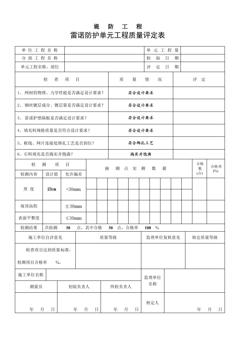 雷诺护坡单元评定表(gch)